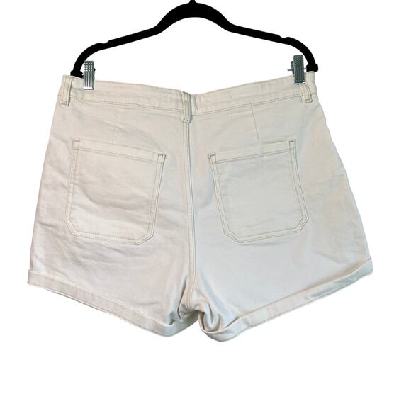Mango Clea High Waisted Denim Shorts Natural 4"‎ Inseam Size 12 Beach Festival - Picture 2 of 7